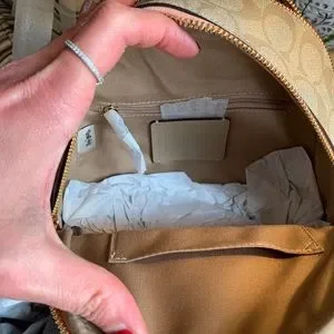 Authentic COACH Leather /coated signature canvas 3 zips Sm backpack Coach | Bags | Authentic Coach Leather Coated Signature  main image 2
